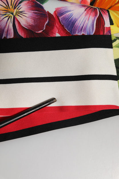 Dolce &amp; Gabbana – Mehrfarbiges Etuikleid aus Pachwork-Charmeuse mit Blumenmuster