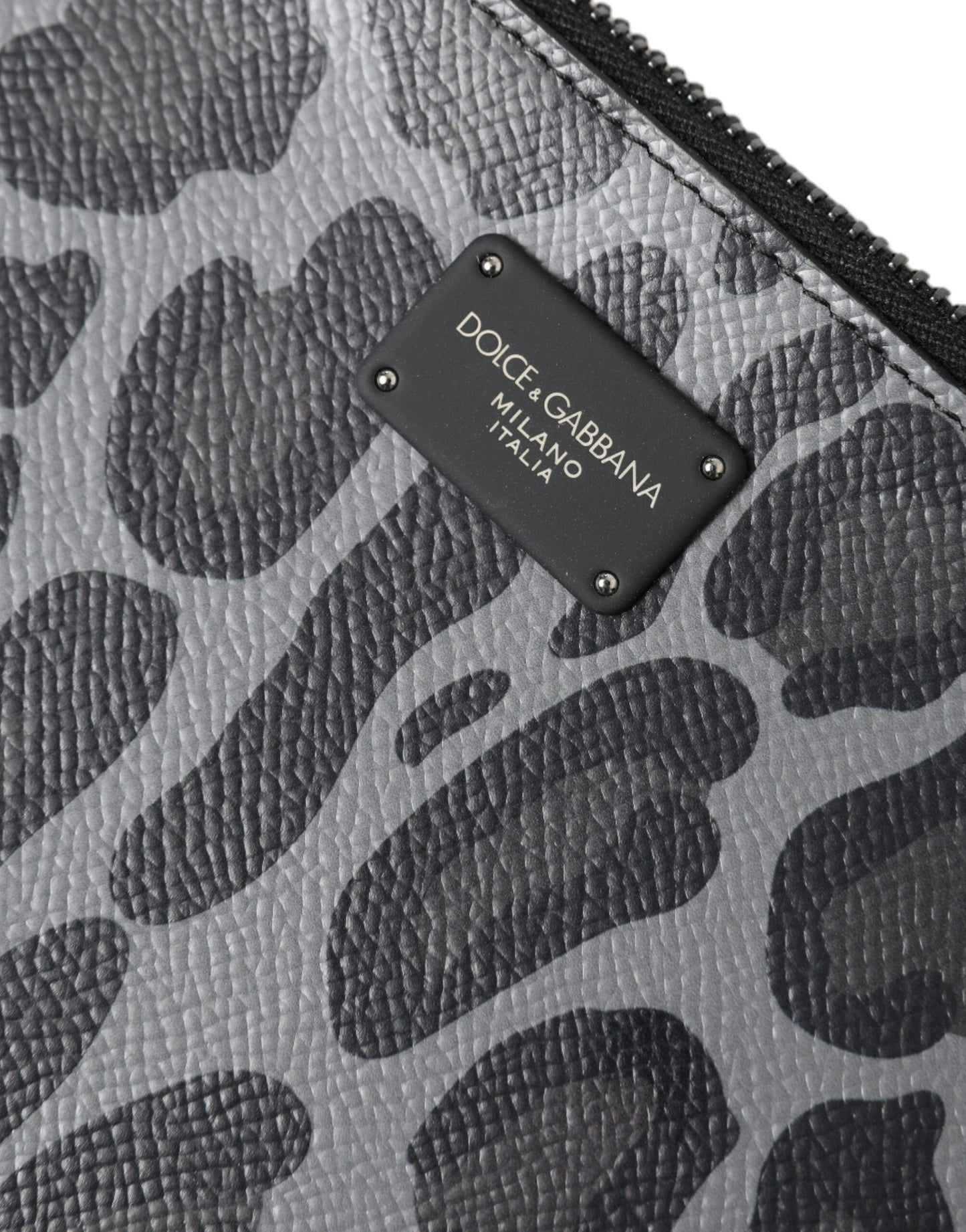 Dolce &amp; Gabbana – Mehrfarbige Aktentasche aus Jacquard mit Logo-Schild und Leopardenmuster