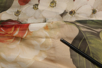 Dolce &amp; Gabbana Beiges ärmelloses Minikleid in A-Linie mit Blumenmuster