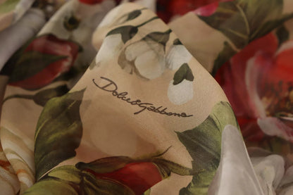 Dolce &amp; Gabbana Beiges ärmelloses Minikleid in A-Linie mit Blumenmuster