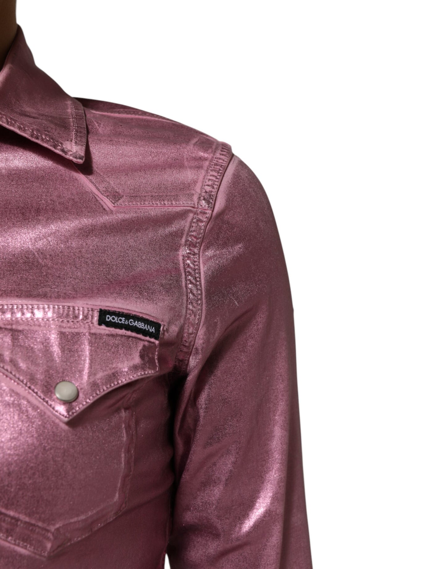 Dolce &amp; Gabbana – Kurze Jacke aus Baumwollstretch mit Kragen in Rosa