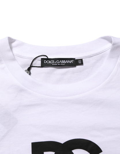 Dolce &amp; Gabbana – Weißes Herren-T-Shirt aus Baumwolle mit Rundhalsausschnitt und Logodruck