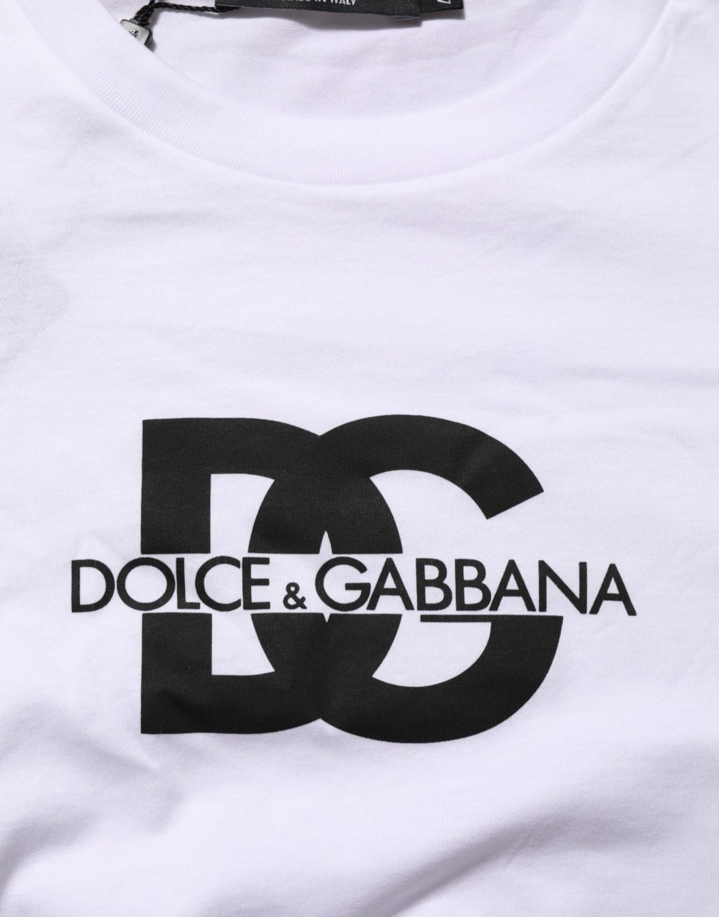 Dolce &amp; Gabbana – Weißes Herren-T-Shirt aus Baumwolle mit Rundhalsausschnitt und Logodruck