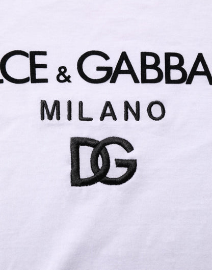 Dolce &amp; Gabbana – Weißes T-Shirt aus Baumwolle mit Rundhalsausschnitt und Logo-Print für Herren