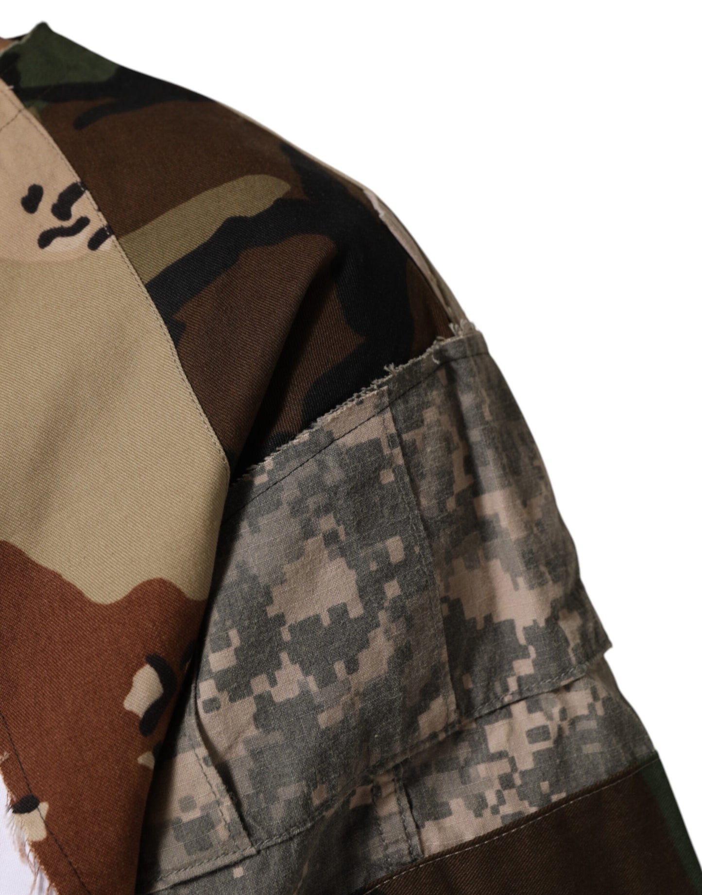 Dolce &amp; Gabbana Weißes Camouflage-Patckwork-T-Shirt aus Baumwolle für Herren