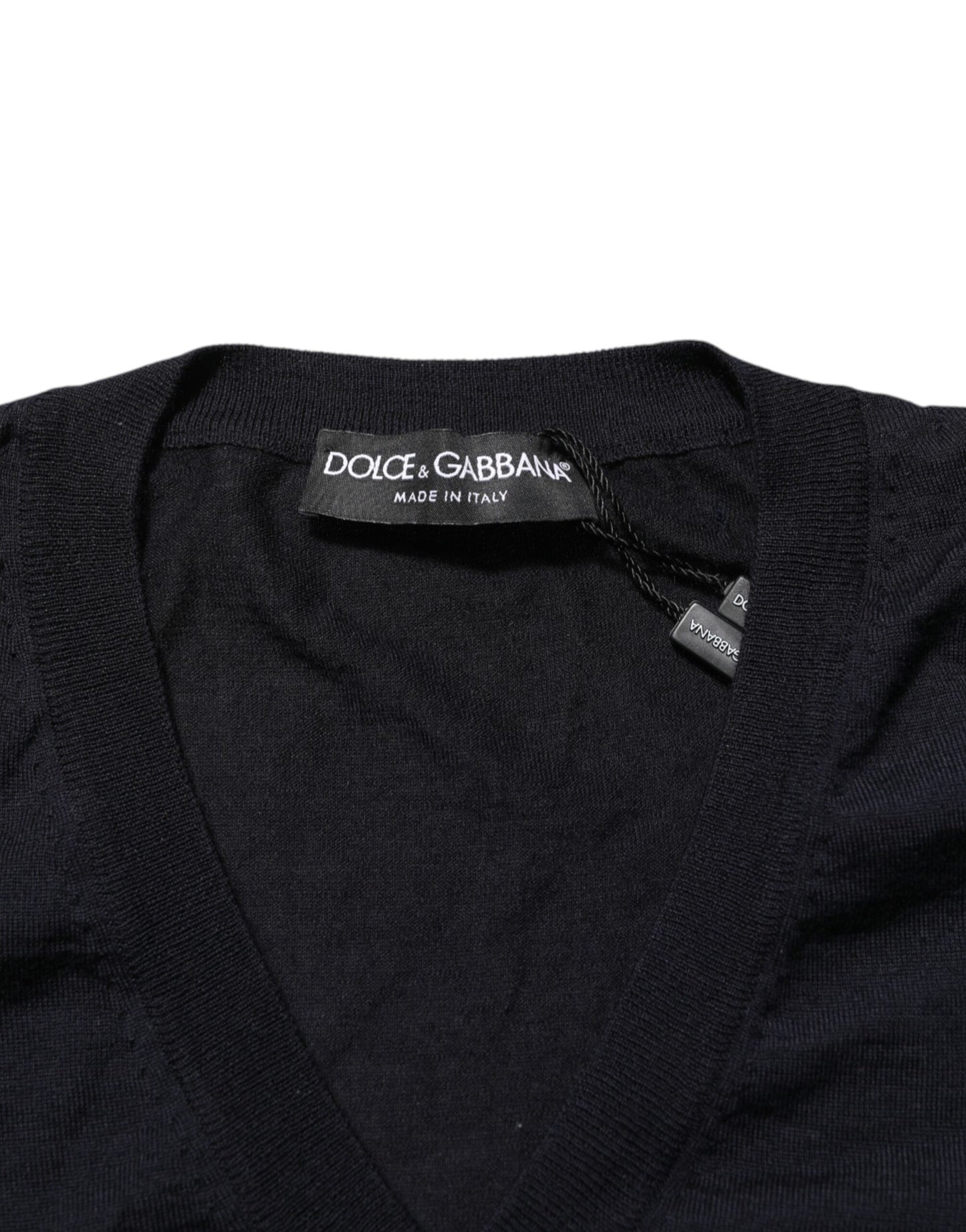 Dolce &amp; Gabbana – Schwarzer Pullover aus Kaschmirstrick mit V-Ausschnitt