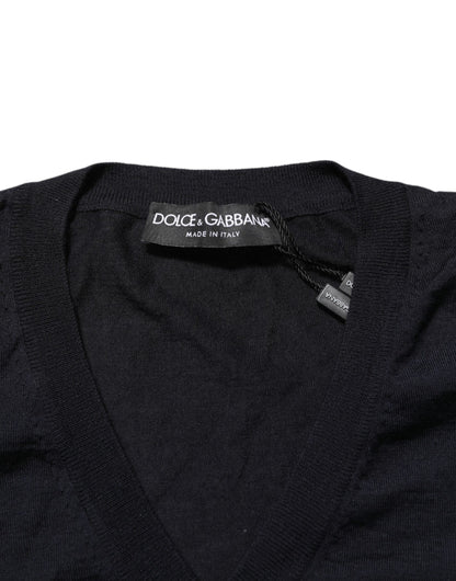Dolce &amp; Gabbana – Schwarzer Pullover aus Kaschmirstrick mit V-Ausschnitt