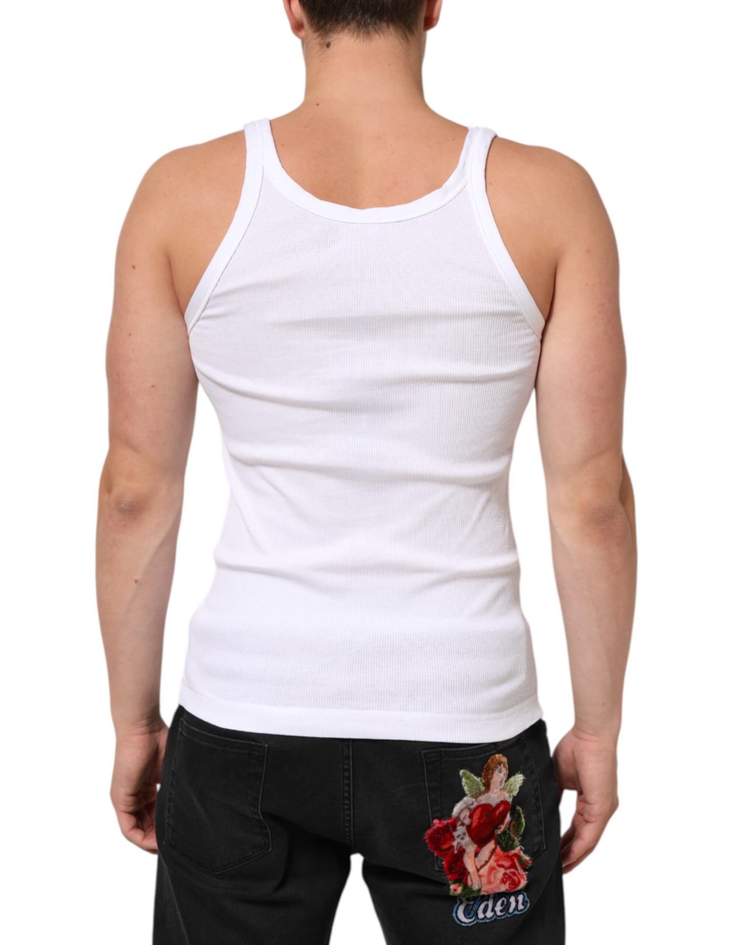 Dolce &amp; Gabbana – Weißes ärmelloses Tanktop mit Rundhalsausschnitt