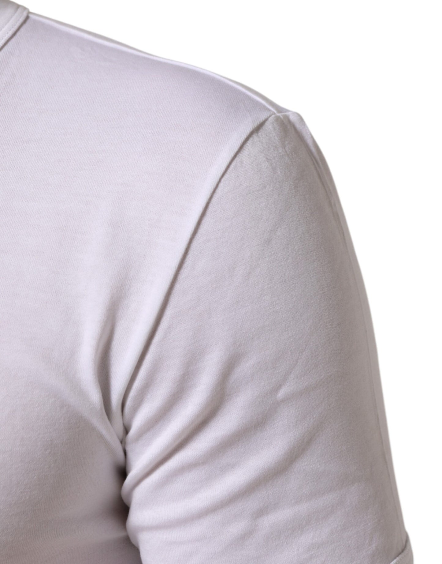 Dolce &amp; Gabbana – Weißes T-Shirt aus Baumwolle mit V-Ausschnitt und kurzen Ärmeln