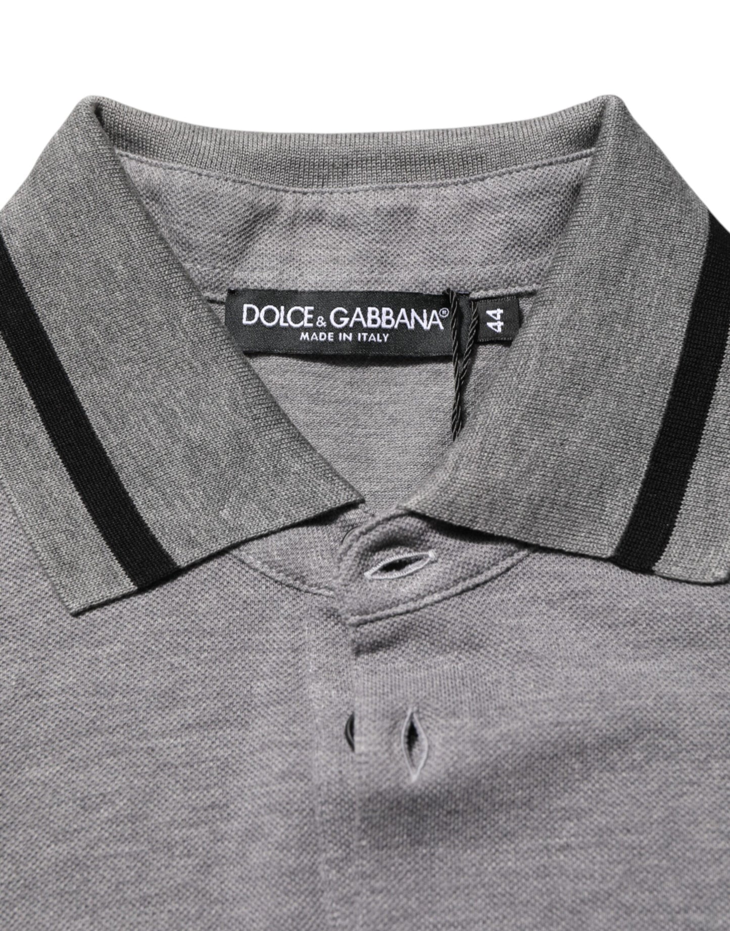 Dolce &amp; Gabbana – Graues Poloshirt mit Logo-Stickerei und Kragen