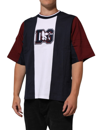 Dolce &amp; Gabbana Mehrfarbig gestreiftes Herren-T-Shirt aus Baumwolle mit Rundhalsausschnitt