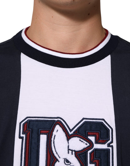 Dolce &amp; Gabbana Mehrfarbig gestreiftes Herren-T-Shirt aus Baumwolle mit Rundhalsausschnitt