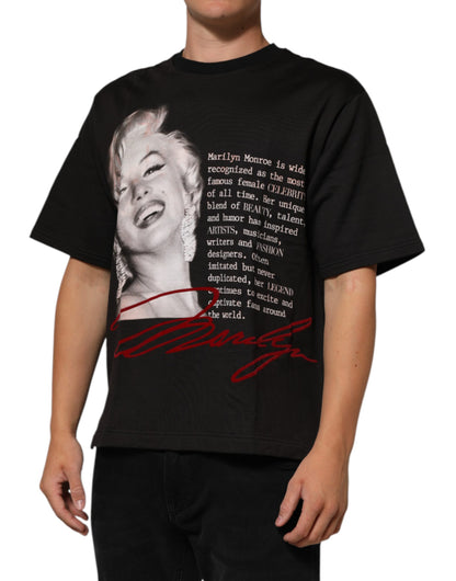 Dolce &amp; Gabbana Schwarzes Marilyn Monroe Baumwoll-T-Shirt mit Rundhalsausschnitt