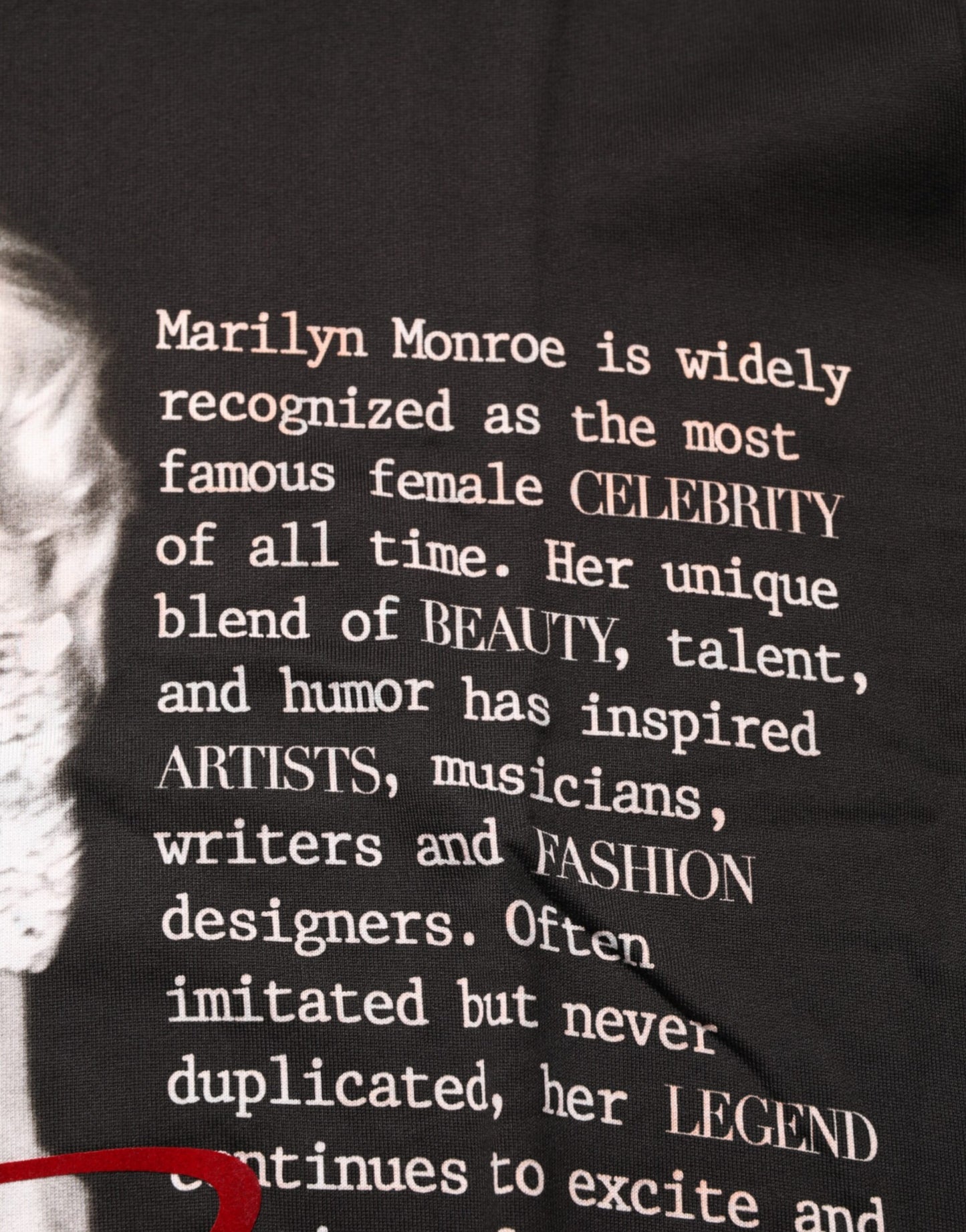 Dolce &amp; Gabbana Schwarzes Marilyn Monroe Baumwoll-T-Shirt mit Rundhalsausschnitt