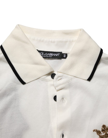 Dolce &amp; Gabbana – Weißes Poloshirt aus Baumwolle mit Logostickerei