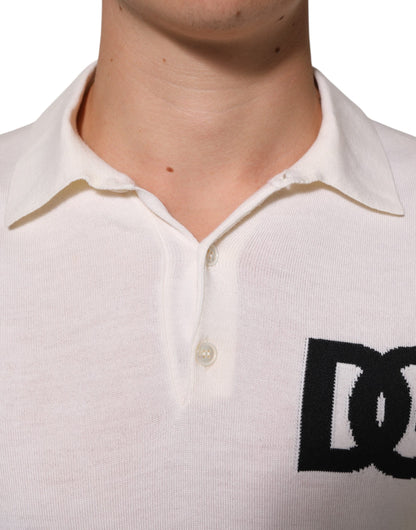 Dolce &amp; Gabbana – Weißes T-Shirt aus Baumwolle mit Kragen und kurzen Ärmeln