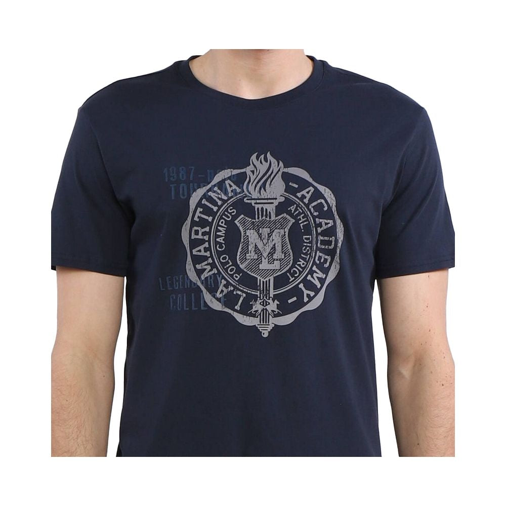 La Martina Blaues Baumwoll-T-Shirt