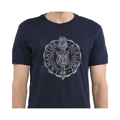 La Martina Blaues Baumwoll-T-Shirt