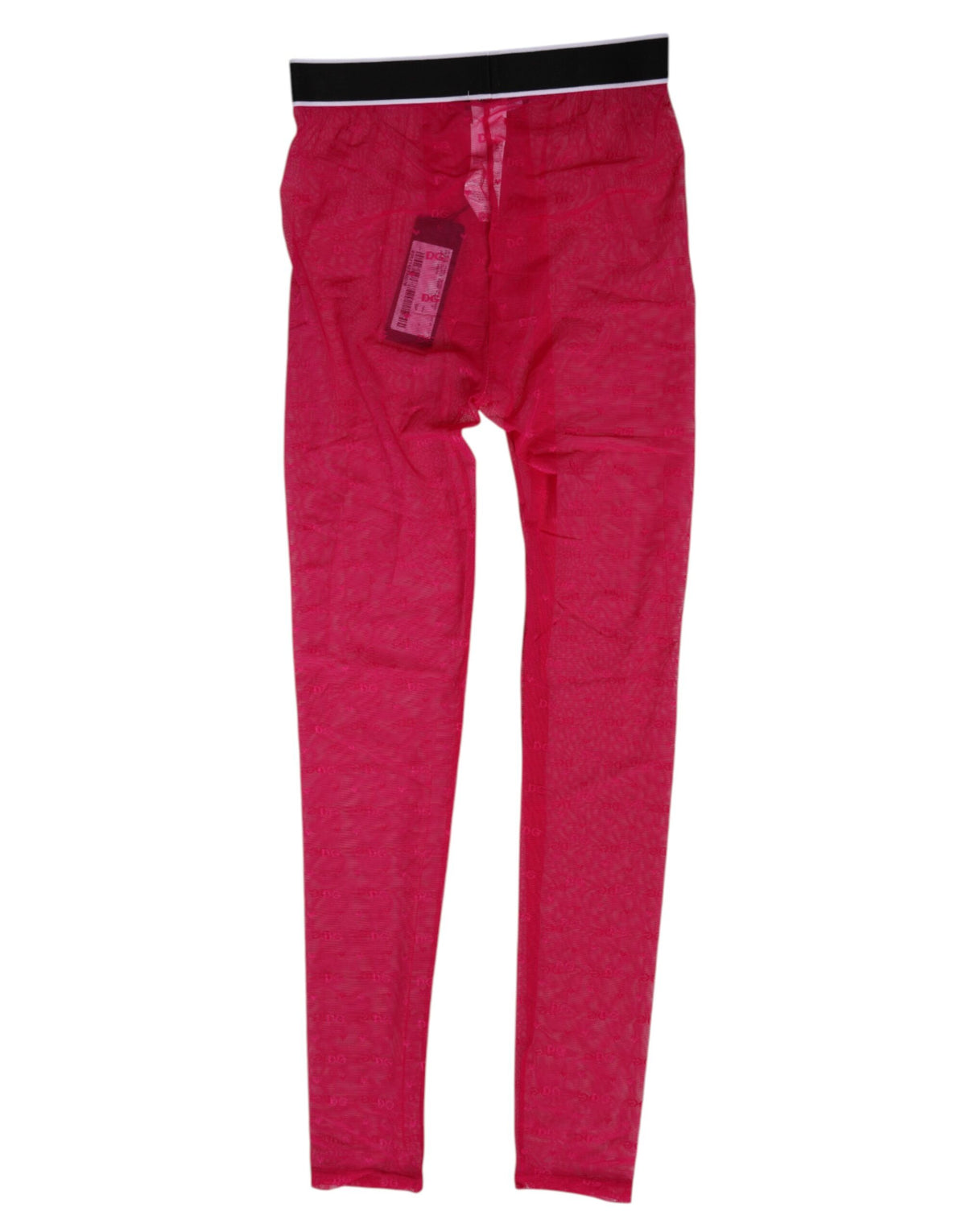 Dolce &amp; Gabbana Fuchsia Nylon Logo Spitzen Leggings Hose Unterwäsche