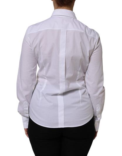 Dolce & Gabbana White Cotton Collared Dress Formal Shirt Top