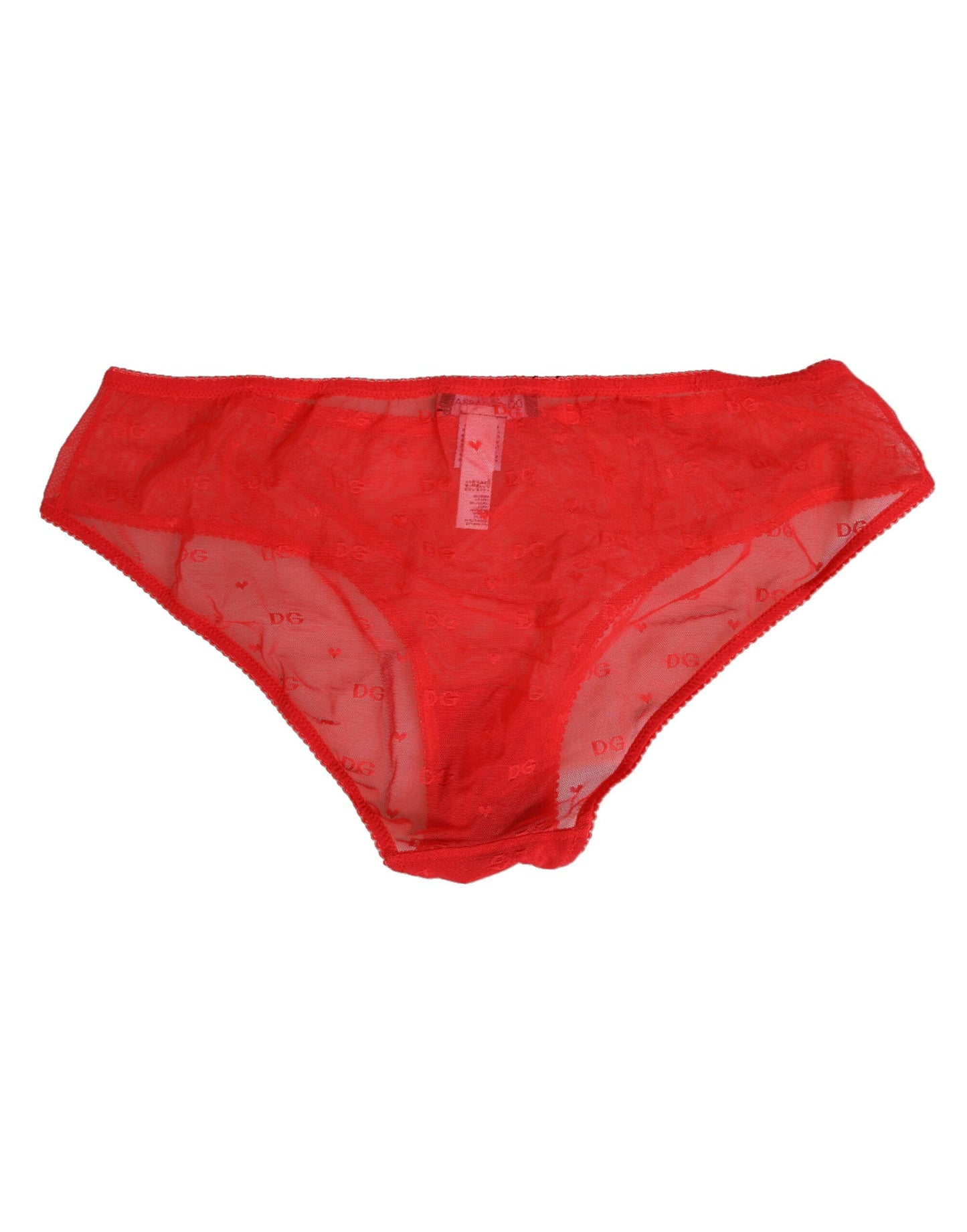 Dolce &amp; Gabbana – Slip aus transparentem Nylon mit Spitze in Rot
