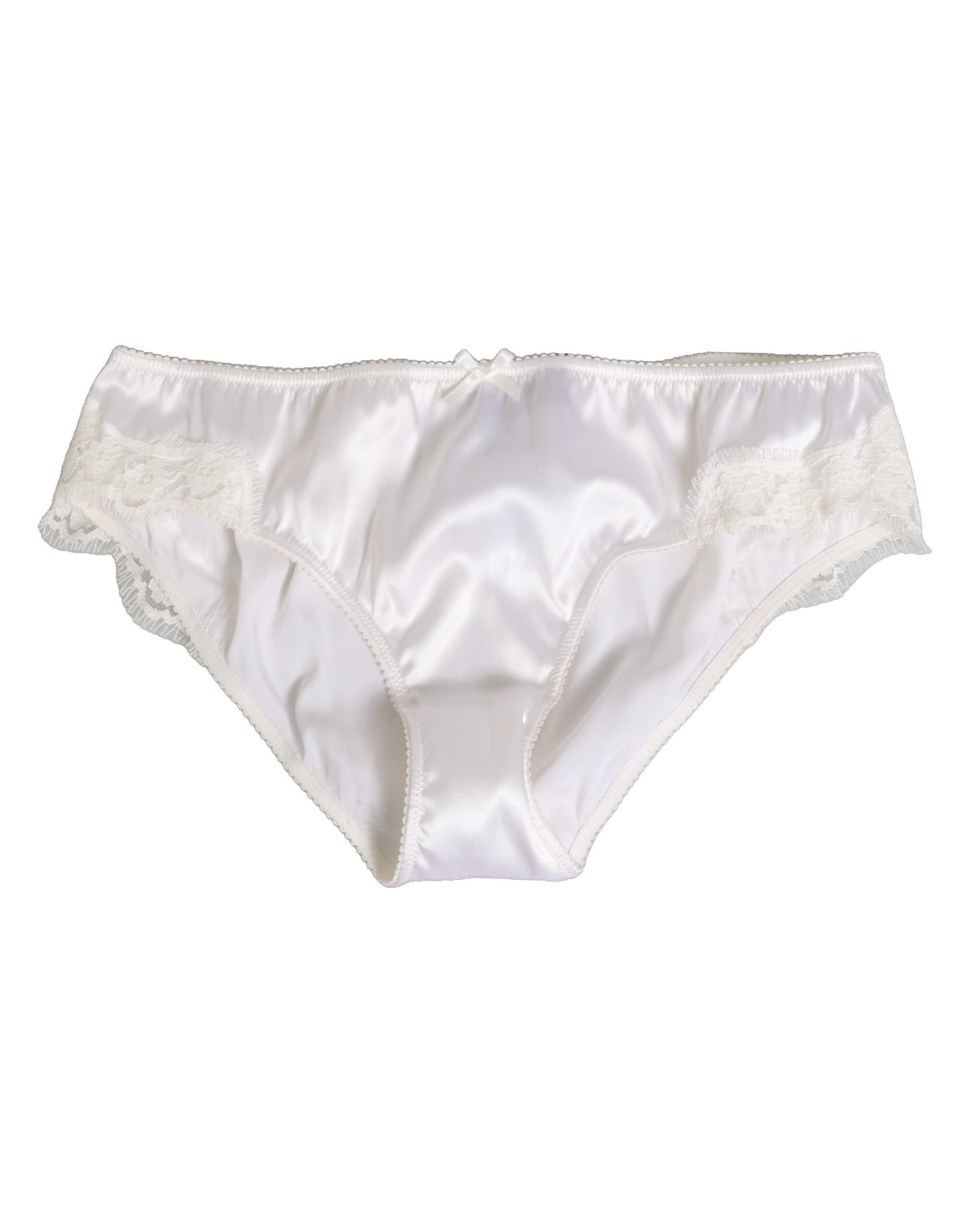 Dolce & Gabbana White Silk Satin Floral Lace Panty Brief Underwear