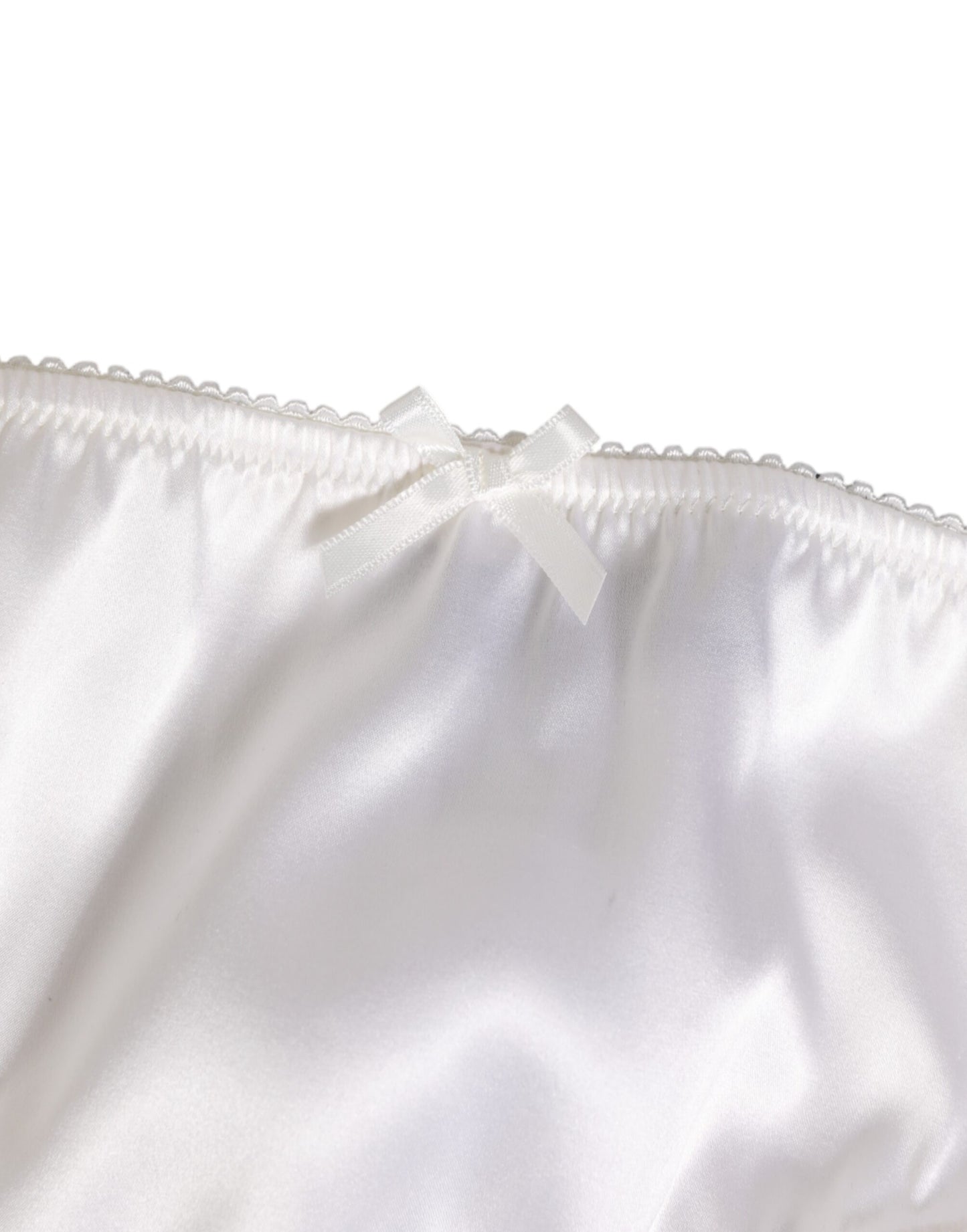 Dolce & Gabbana White Silk Satin Floral Lace Panty Brief Underwear