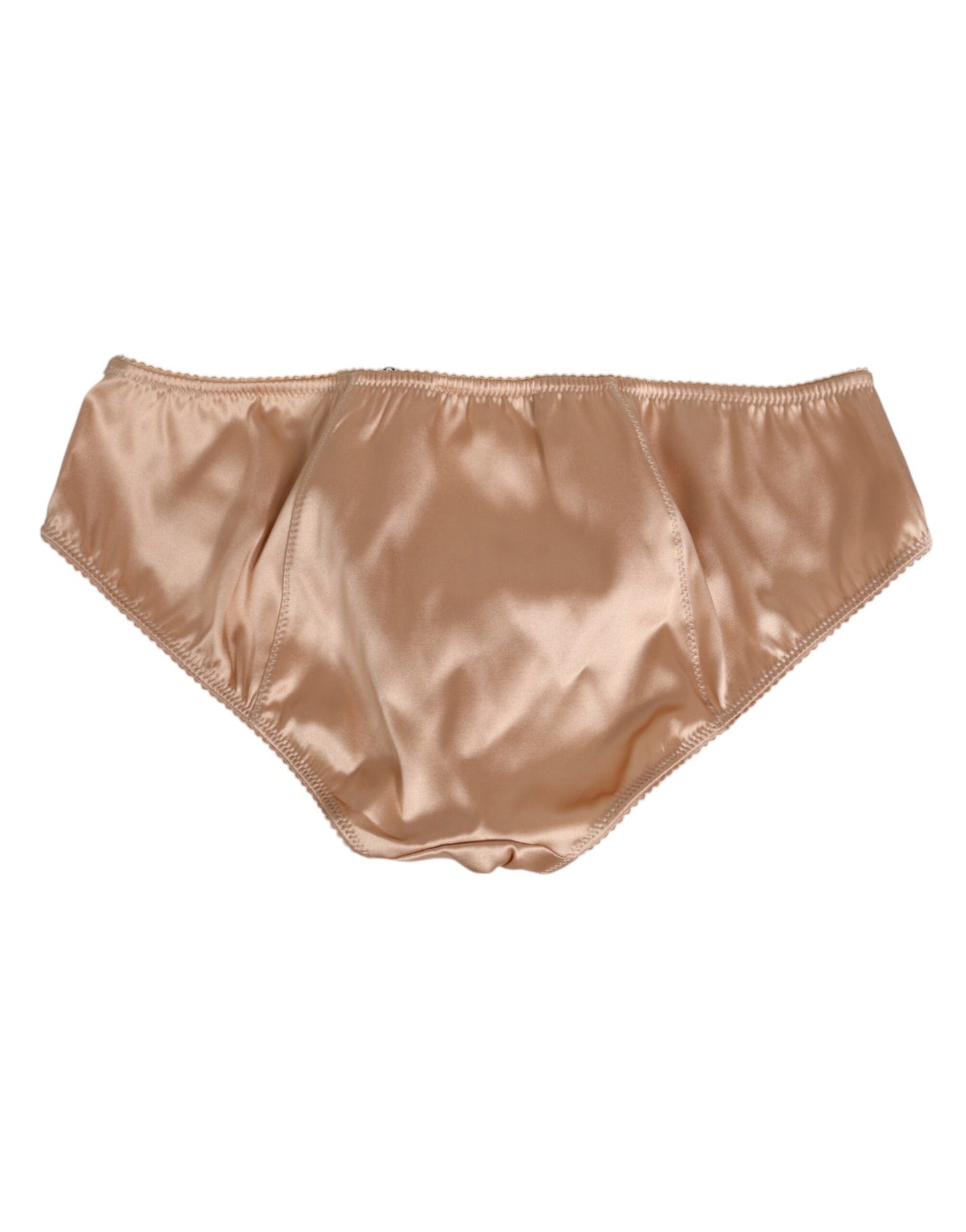Dolce &amp; Gabbana – Slip aus Stretch-Seidensatin mit Schleife in Nude-Beige