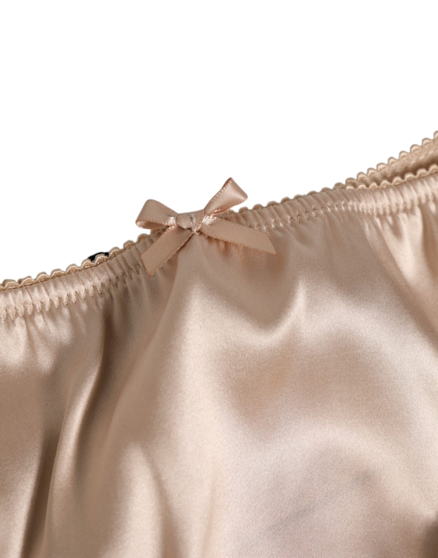Dolce &amp; Gabbana Beige Seidensatin Blumenspitze Slip Slip Unterwäsche