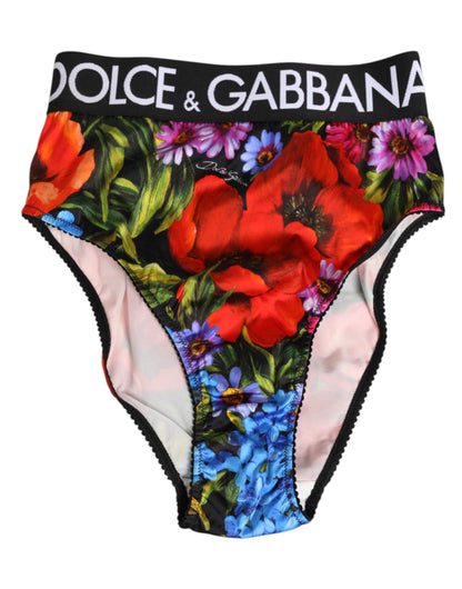 Dolce &amp; Gabbana – Mehrfarbige Höschen mit hohem Bund und Blumendruck
