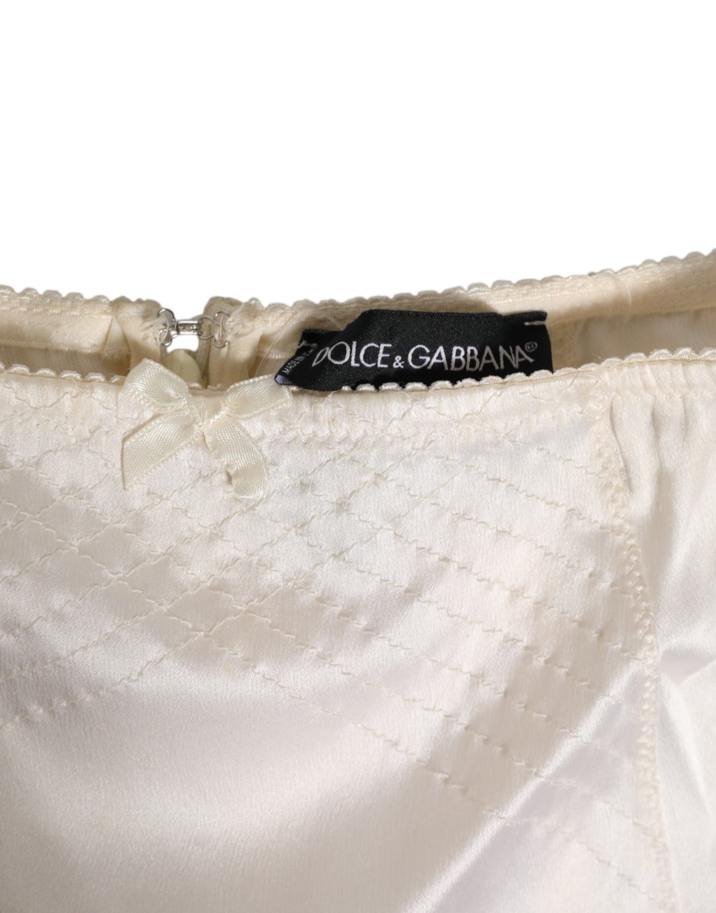 Dolce & Gabbana Off White Silk High Waist Girdle Panty Underwear