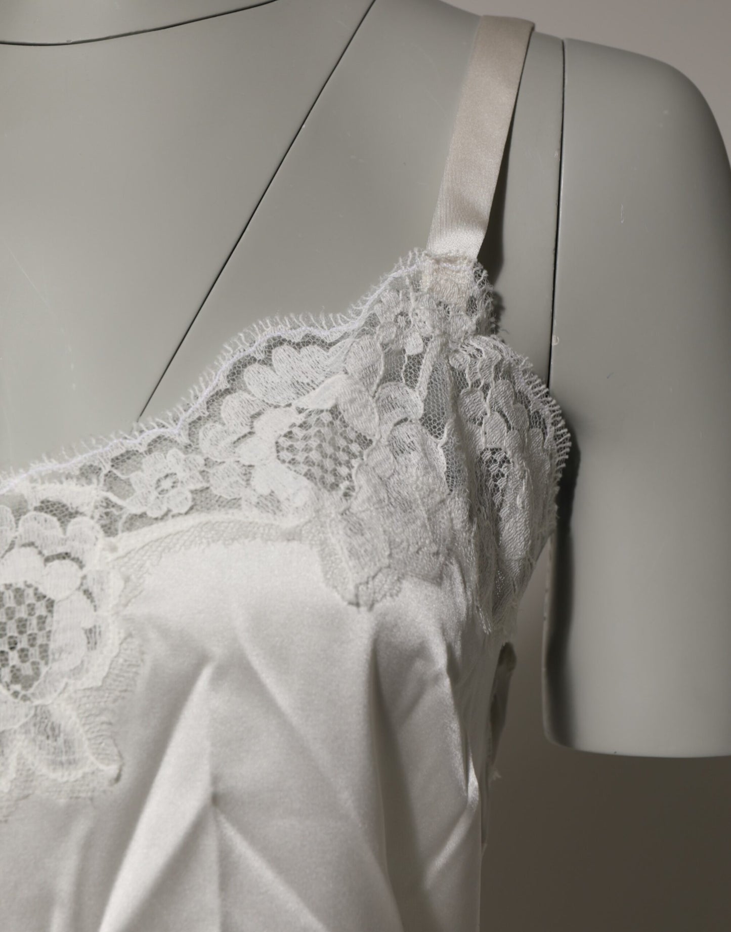 Dolce &amp; Gabbana Off White Floral Lace Tank Dessous Top Unterwäsche