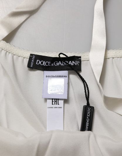 Dolce & Gabbana Off White Floral Lace Tank Lingerie Top Underwear