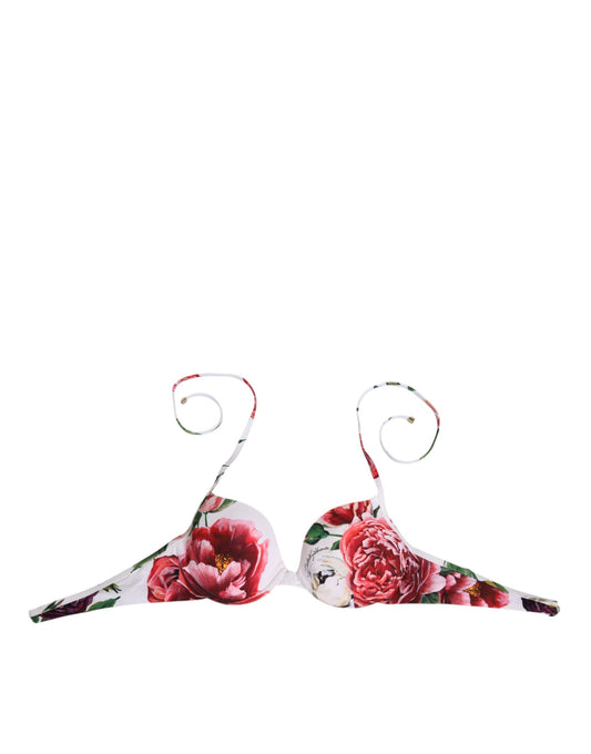 Dolce &amp; Gabbana – Weißes Neckholder-Bikinioberteil mit Blumendruck