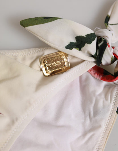 Dolce &amp; Gabbana – Weißer Badeanzug mit Blumenmuster, 2-teilig, Oberteil und Unterteil