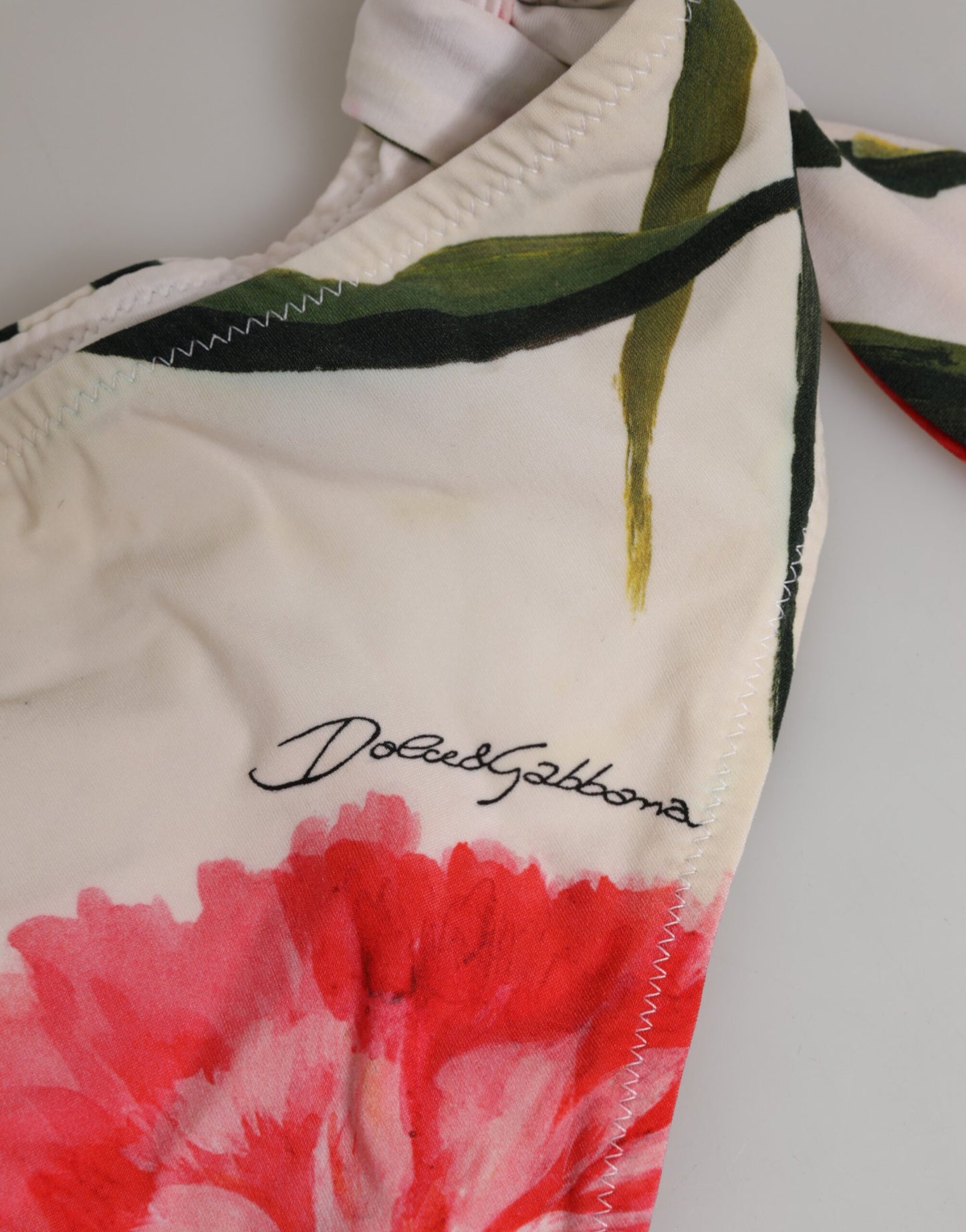 Dolce &amp; Gabbana – Weißer Badeanzug mit Blumenmuster, 2-teilig, Oberteil und Unterteil
