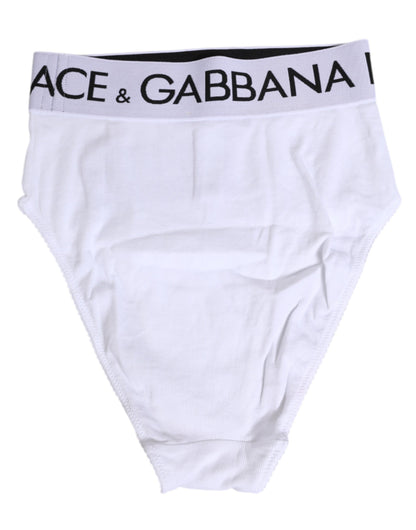 Dolce & Gabbana White Cotton Stretch High Waist Panty Underwear