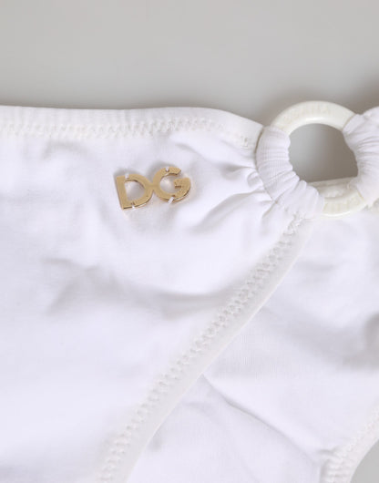 Dolce &amp; Gabbana – Weißer Badeanzug mit Logo, 2-teilig, Oberteil und Unterteil