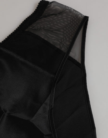 Dolce &amp; Gabbana – Schwarze Stretch-Höschenunterwäsche aus Seide mit hoher Taille