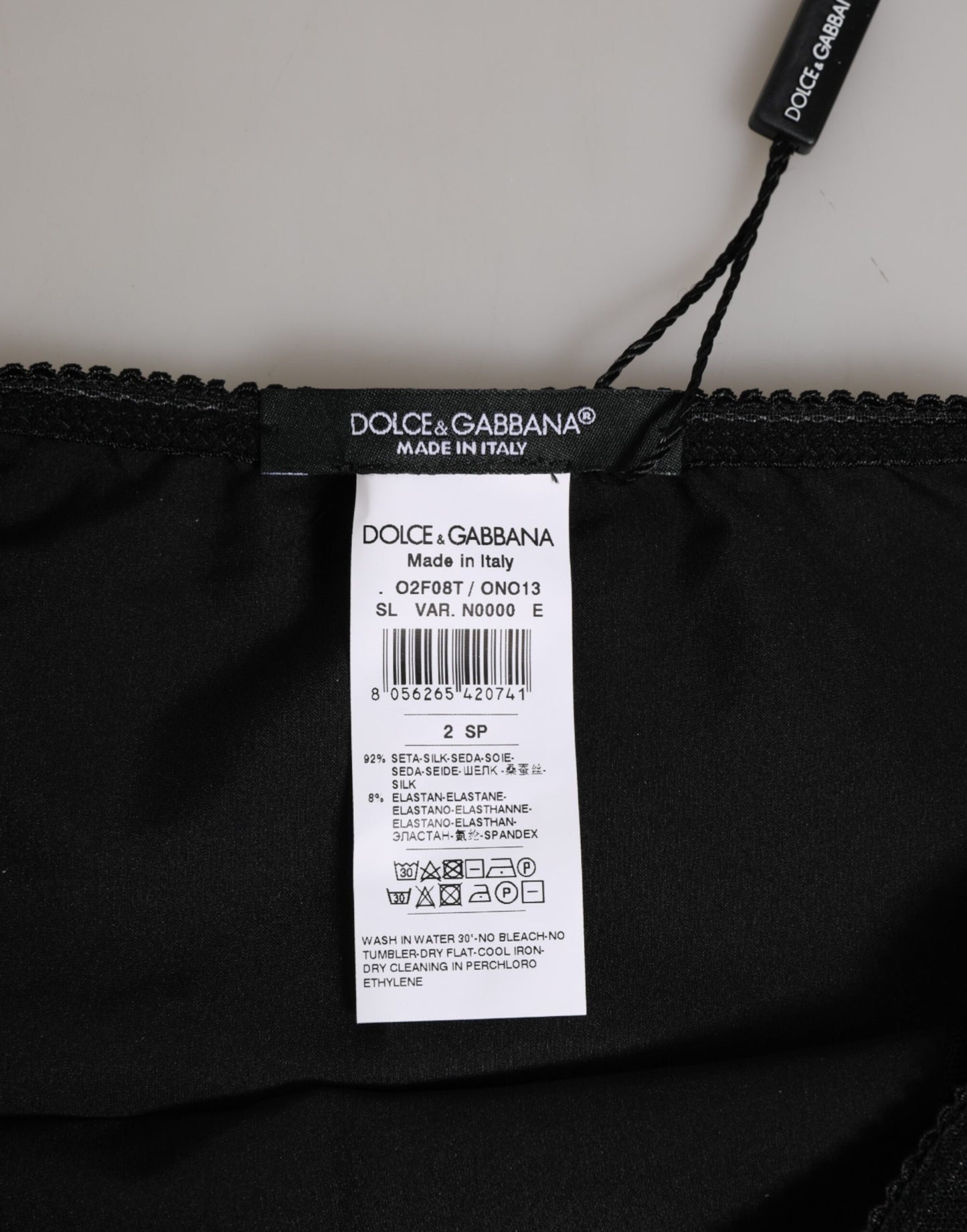 Dolce &amp; Gabbana – Schwarze Stretch-Höschenunterwäsche aus Seide mit hoher Taille