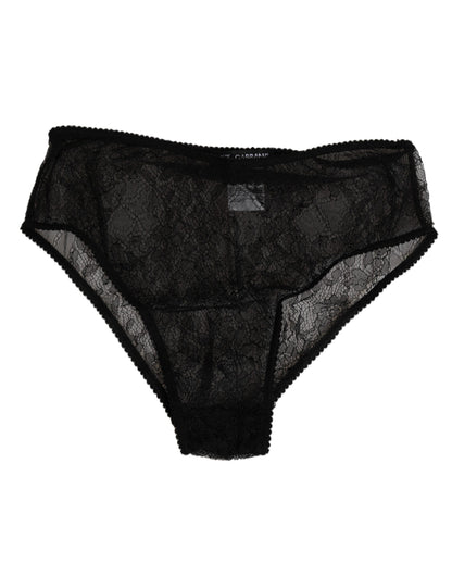 Dolce &amp; Gabbana – Schwarze Nylon-Stretch-Höschen mit hoher Taille