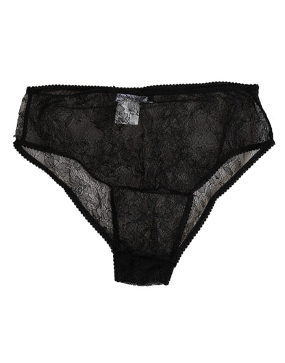 Dolce &amp; Gabbana – Schwarze Nylon-Stretch-Höschen mit hoher Taille