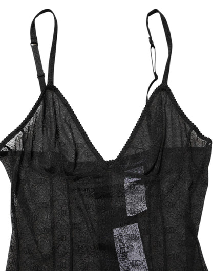 Dolce &amp; Gabbana Schwarzer Nylon-Stretch-Bodysuit, Dessous, Unterwäsche