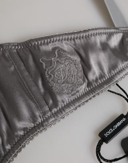 Dolce &amp; Gabbana Graue Balconette-BH-Unterwäsche aus Seide mit Bügeln