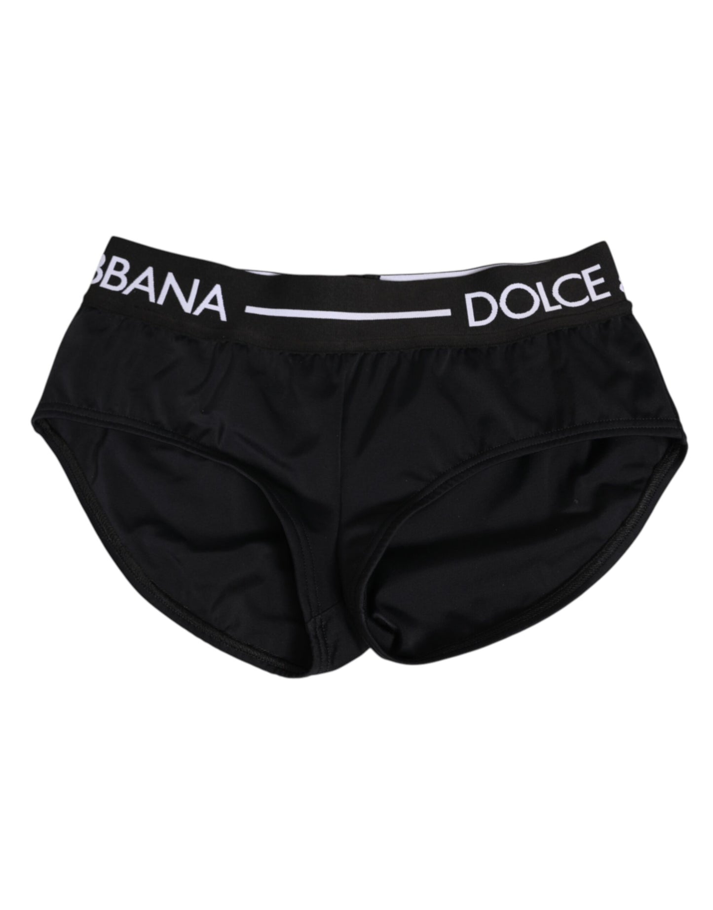 Dolce &amp; Gabbana – Schwarze Nylon-Shorts mit Logobund
