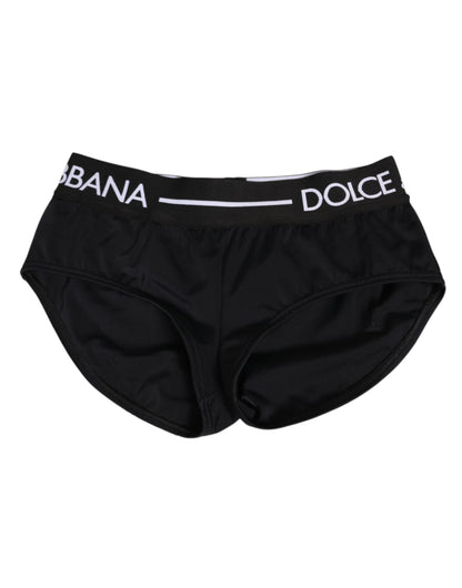 Dolce &amp; Gabbana – Schwarze Nylon-Shorts mit Logobund
