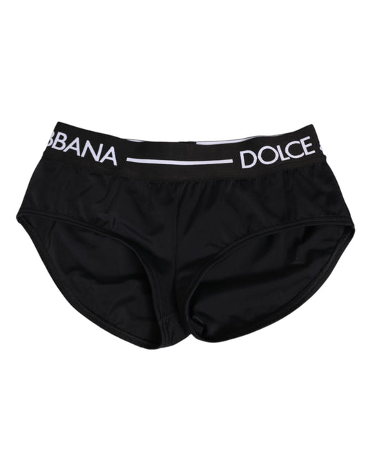 Dolce &amp; Gabbana – Schwarze Nylon-Shorts mit Logobund
