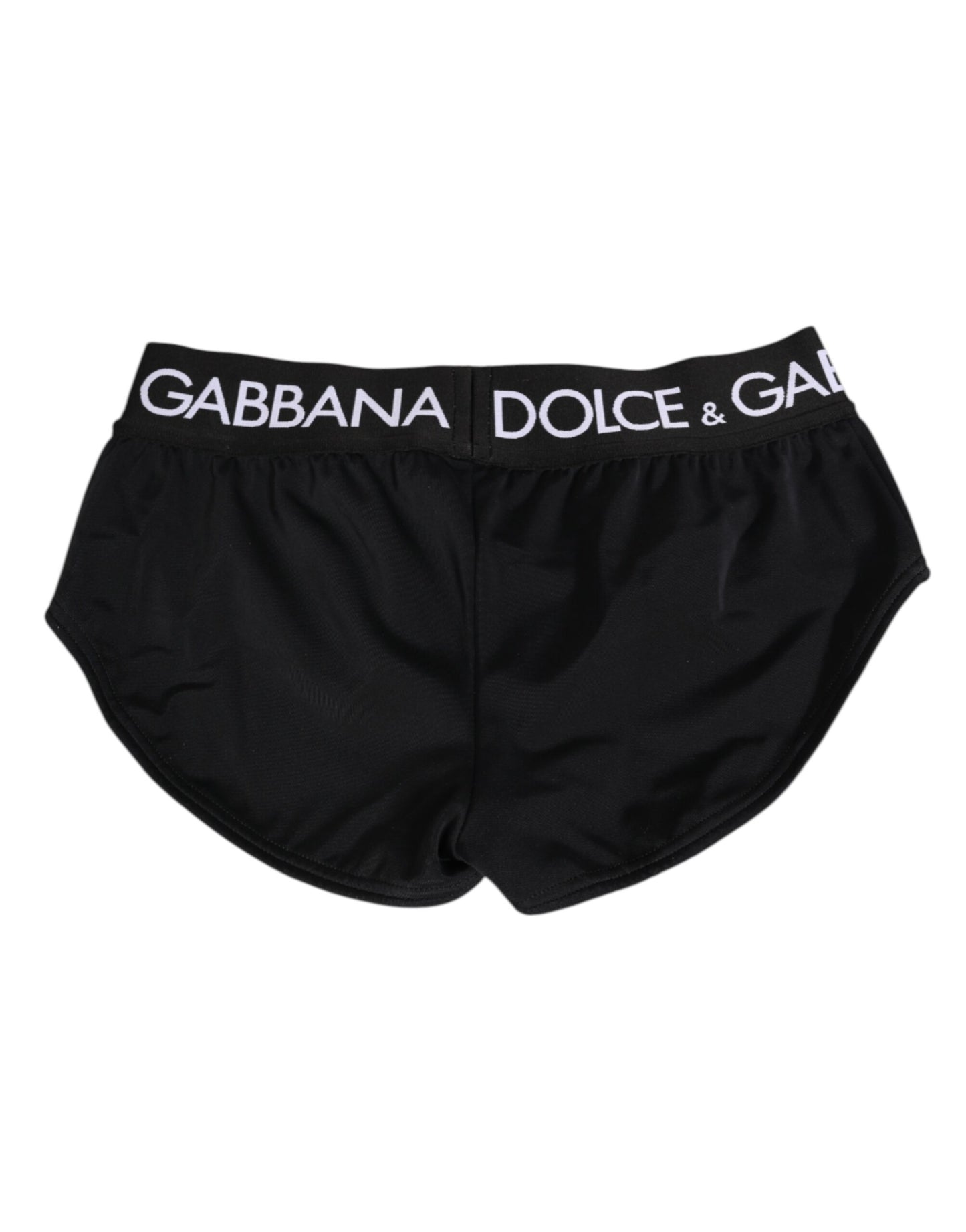 Dolce &amp; Gabbana – Schwarze Nylon-Shorts mit Logobund