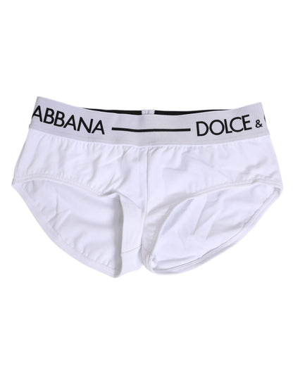 Dolce &amp; Gabbana – Weiße Nylon-Shorts mit Logobund