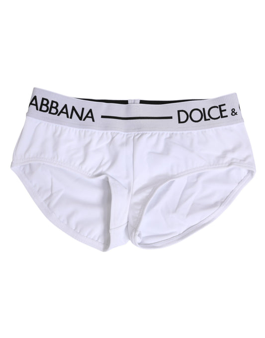 Dolce &amp; Gabbana – Weiße Nylon-Shorts mit Logobund
